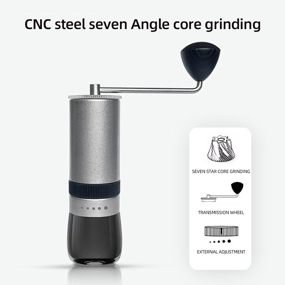 Cnc-gefräste, Manuelle Kaffeemühle Aus Edelstahl Mit 5 Mahlgradeinstellungen Und Tragbarer Kurbel. Kompatibel Mit Filterkaffeemaschinen, Espressomaschinen Und French Presses. Ideal Für Zuhause, Büro U