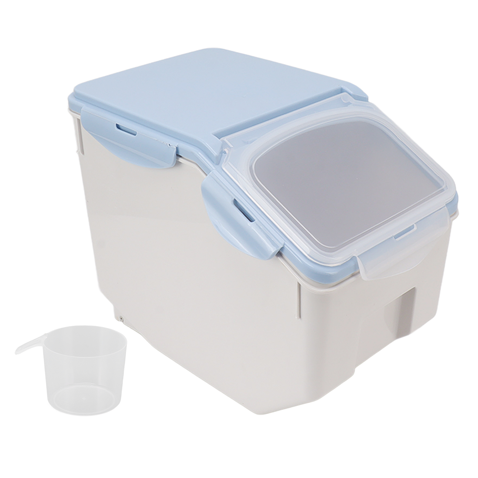 Reisaufbewahrungsbehälter Mit Becher, Luftdichter Getreidebehälter, Blauer Kunststoff-küchenhelfer, 15 Kg