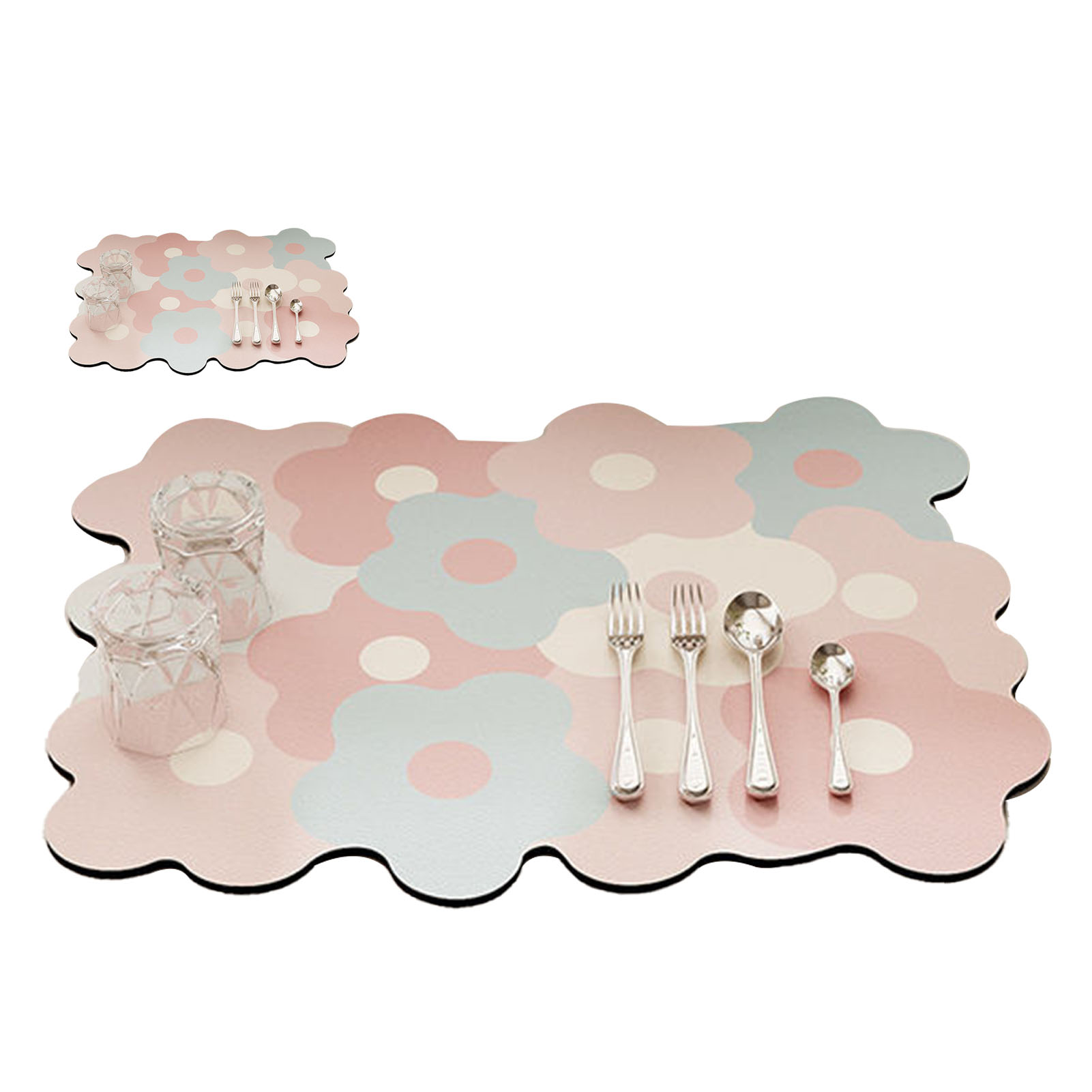 Abtropfmatte Für Küchenarbeitsplatten, Erfrischend, Ästhetisch, Elegant, Hitzebeständig, Saugfähig, Rosa Und Blau, 11,8 X 15,7 Zoll.