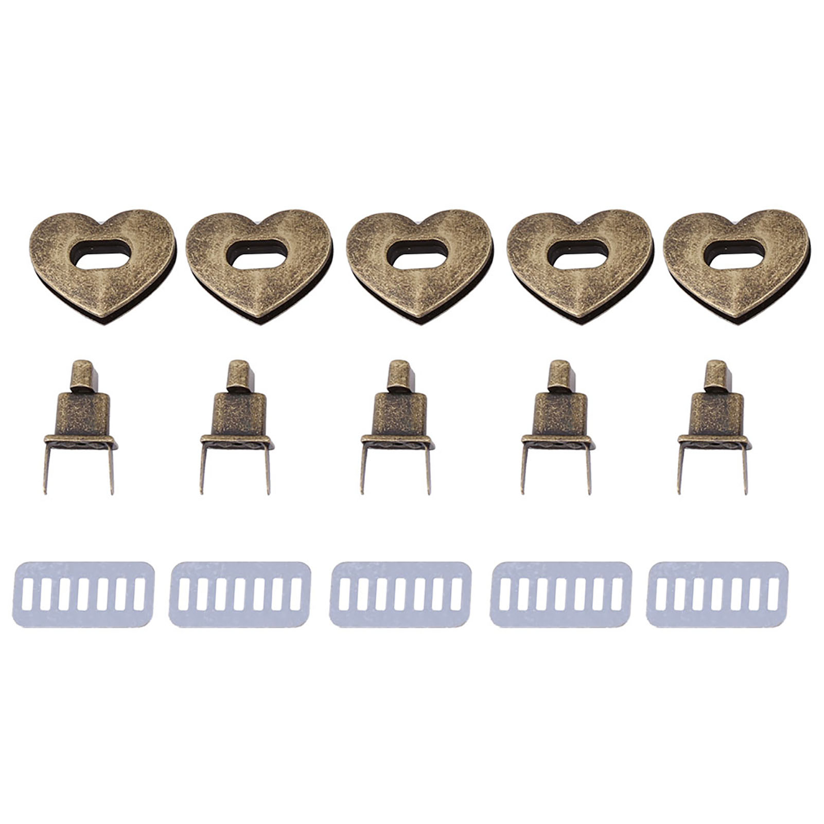 Herzförmiger Metallverschluss, 5 Stück, Drehbarer Verschluss, Handtaschenaccessoire (bronze).