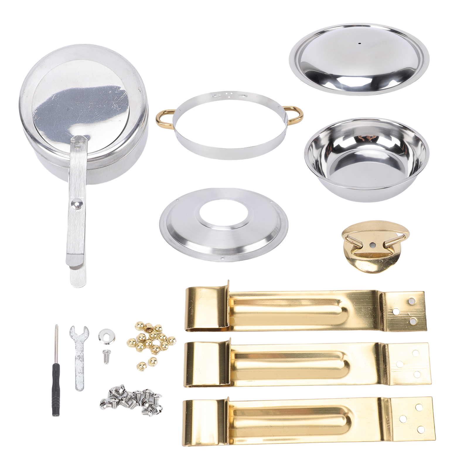 Runder 4,5-liter-speisenwärmer Aus Edelstahl, Goldfarben, Ideal Für Restaurants, Hotels, Partys Und Hochzeiten.