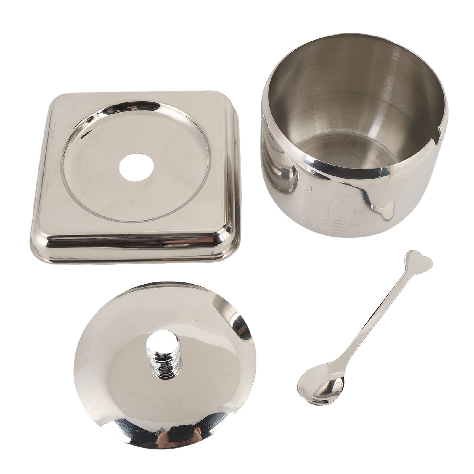 Gewürzglas Für Die Küche, Aus Edelstahl 304, Im Europäischen Stil, Mit Deckel, Boden Und Löffel Für Zucker Und Salz.