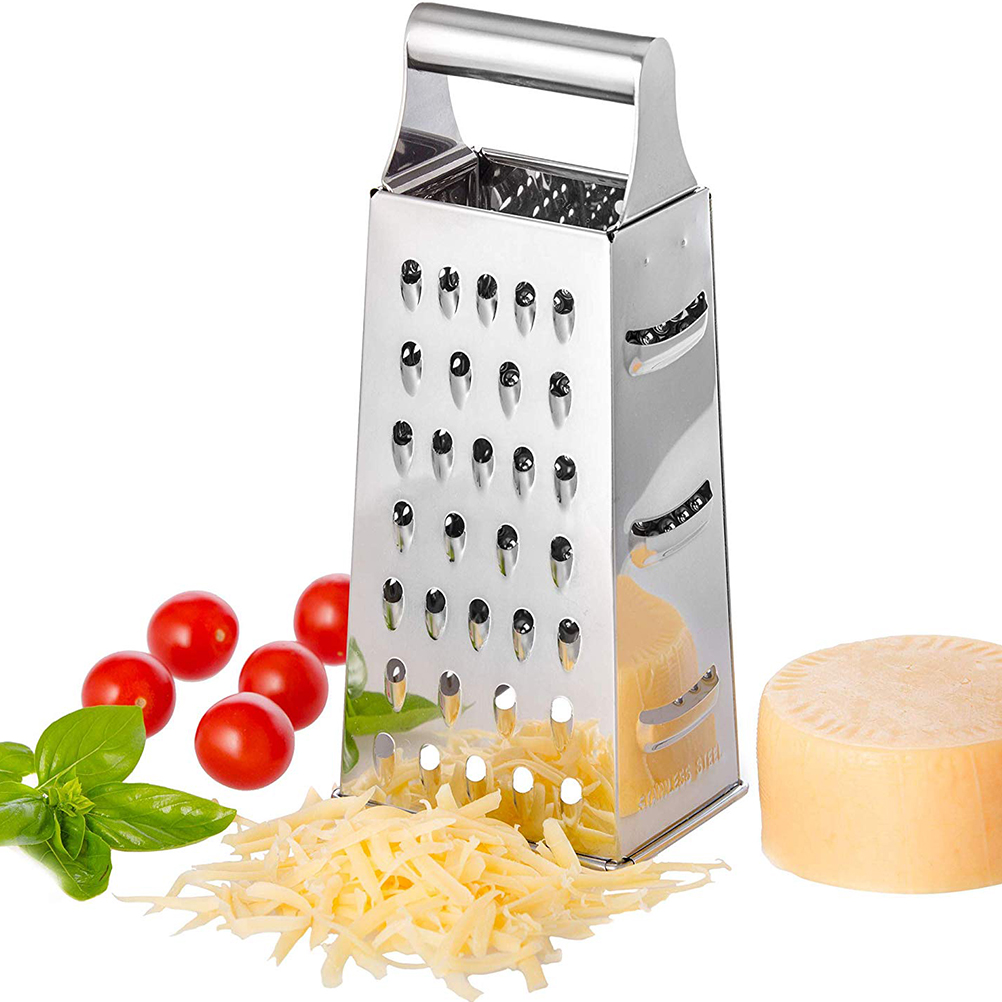 Multifunktionale 4-seitige Edelstahlreibe Für Gemüse, Obst Und Käse In Der Küche.