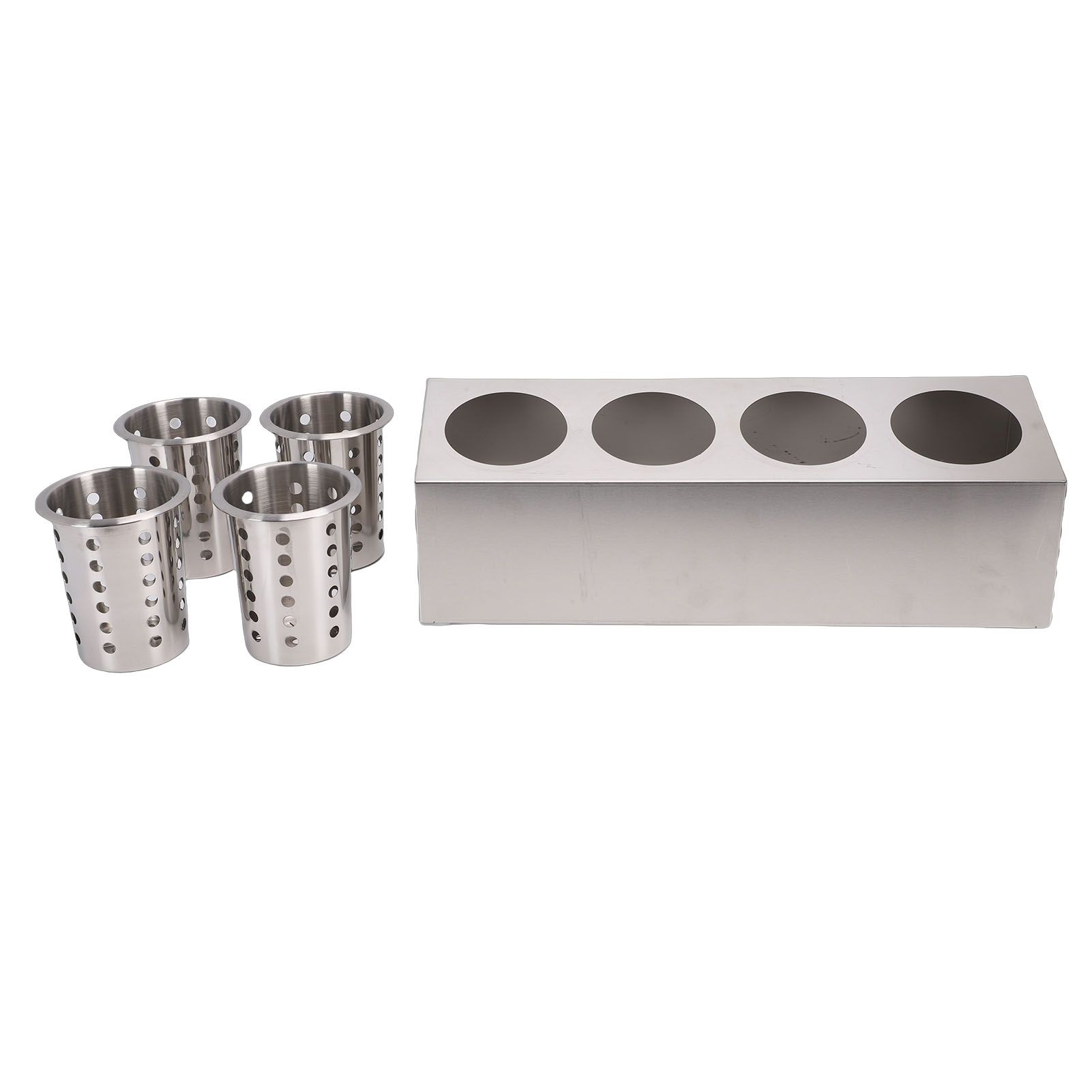 Besteckhalter Für Die Arbeitsplatte, Utensilienorganizer Aus Edelstahl Für Gabeln, Löffel Und Essstäbchen, 4 Fächer, 1 Reihe
