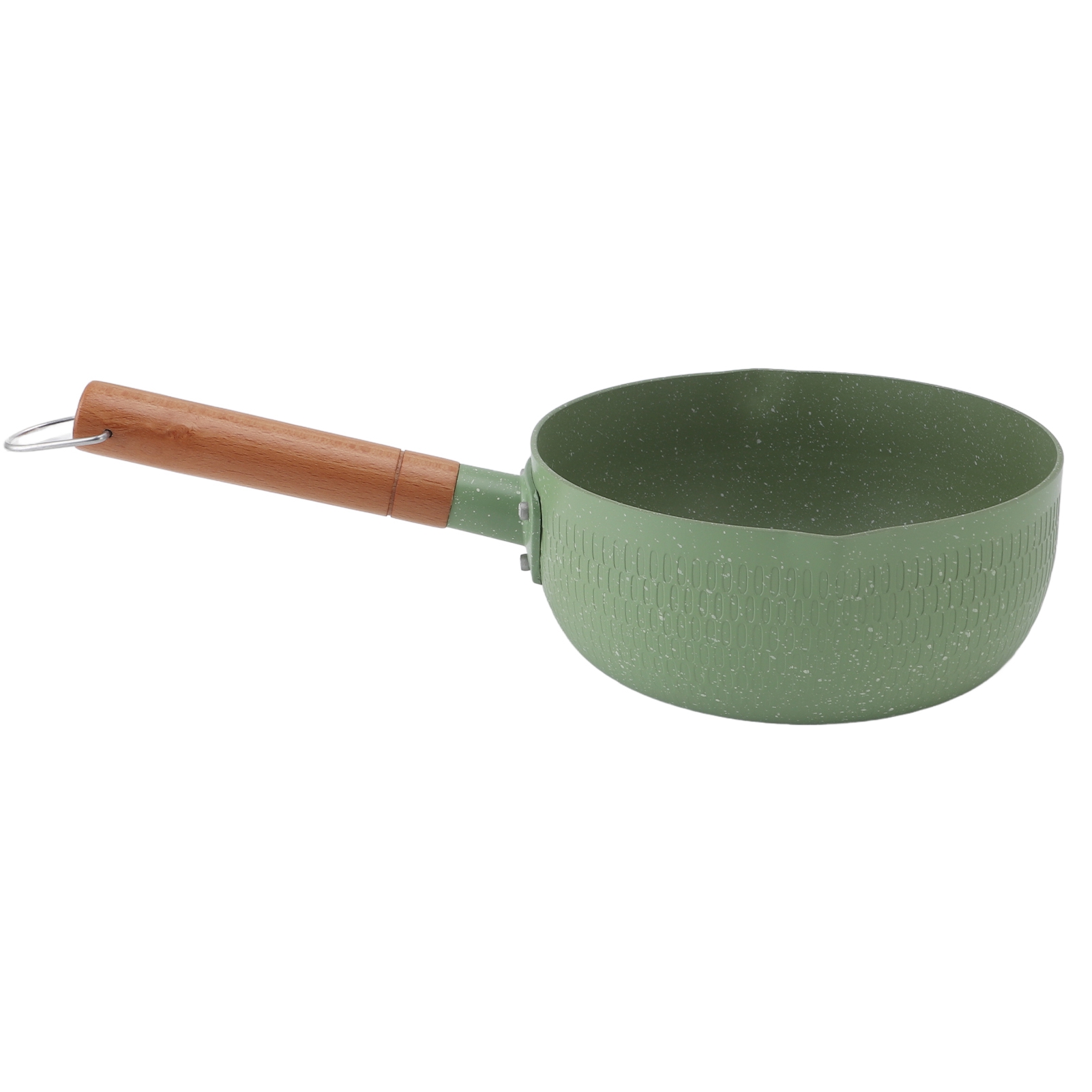 Multifunktionaler Topf Aus Aluminiumlegierung Mit Holzgriff Und Flachem Boden, Ideal Für Nudeln Und Soßen, Für Den Einsatz Zu Hause, In Der Küche Oder Im Restaurant. Farbe: Grün, Ohne Deckel.