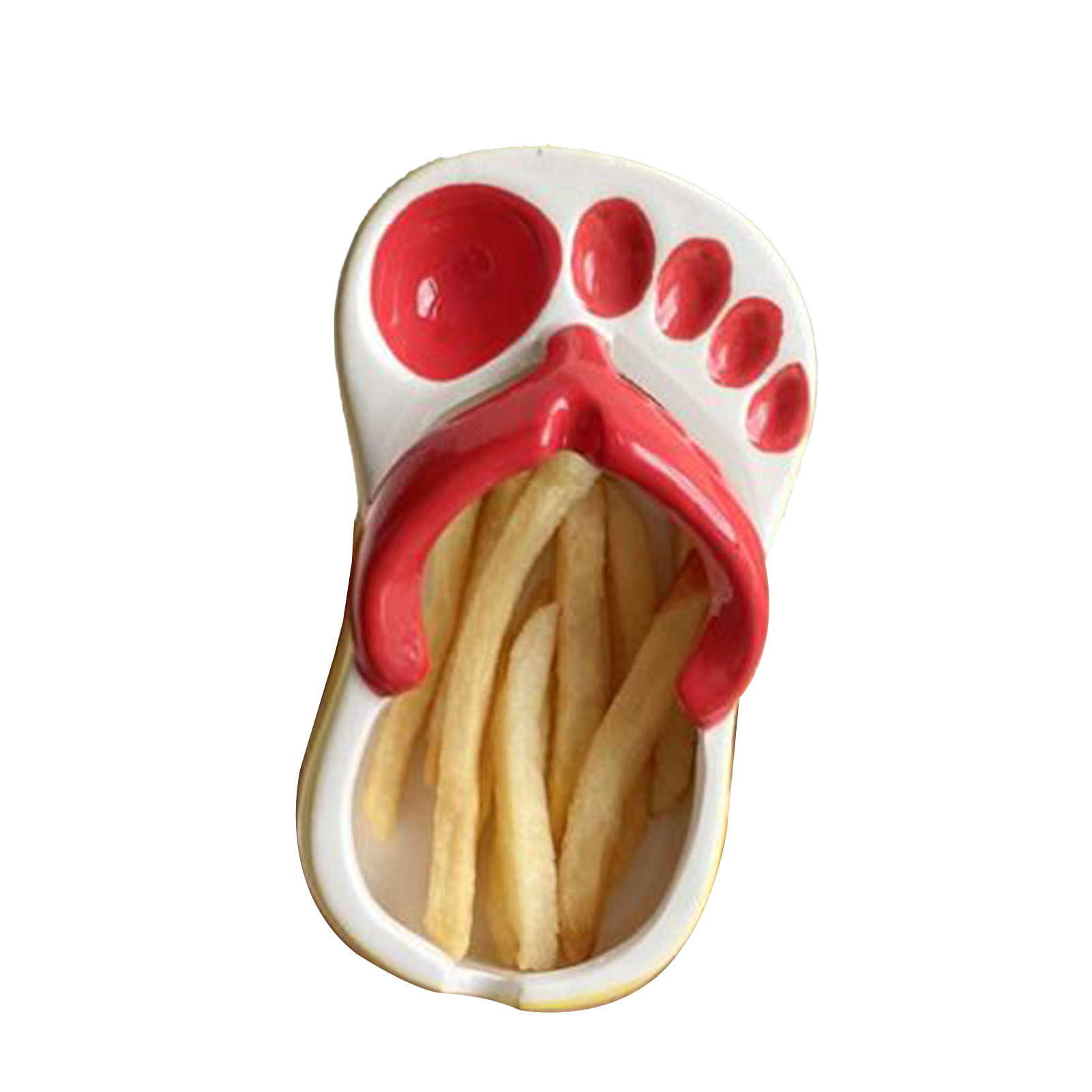 Keramik-frittierschale, Niedliche Flip-flops, Schalenförmiger Teller, Snackchips, Sojasauce, Rotes Service