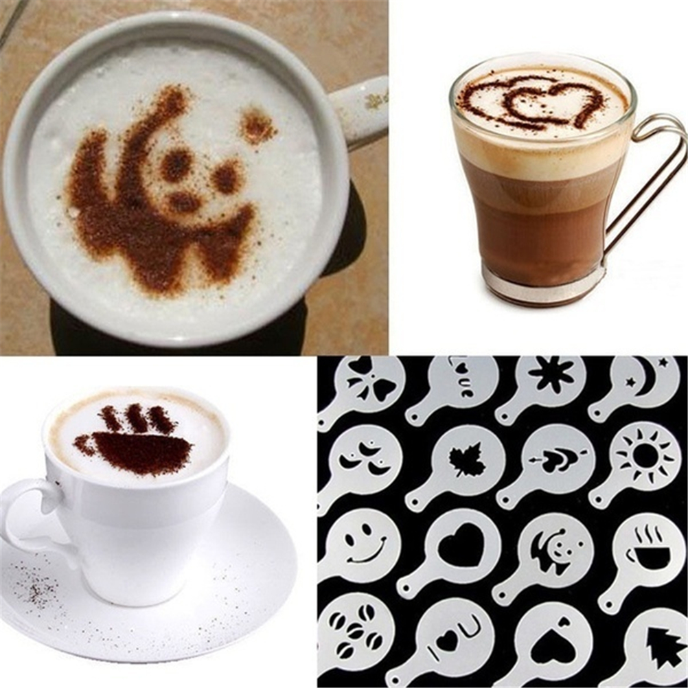 Kunststoff-schablonen Zum Aufsprühen Von Cappuccino-kaffeeschaum (16 Stück) Für Diy-dekorationen.