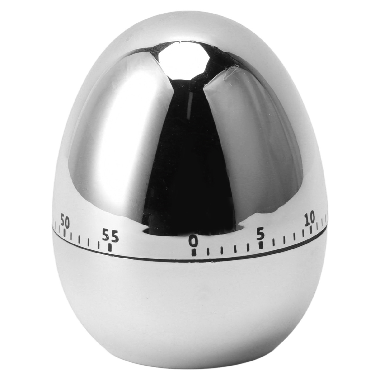 Mechanischer, Eiförmiger Küchentimer, 60 Minuten, Manueller Küchenwecker, Silberfarben.