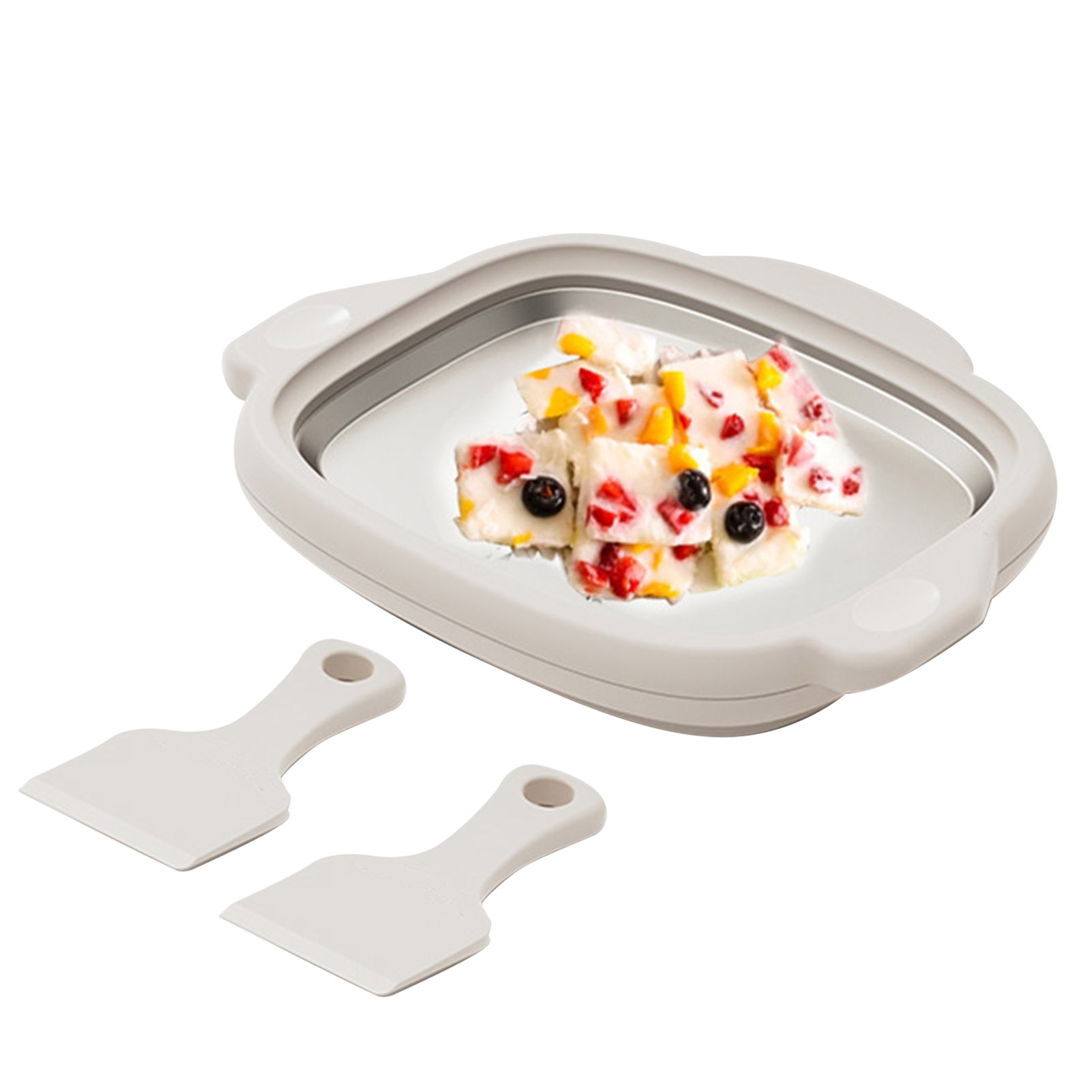 Multifunktionale, Innovative Und Effiziente Eismaschine Für Gerolltes Eis, Ideal Für Die Herstellung Von Weißem Joghurt.