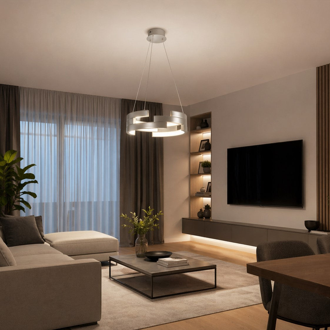 Moderne Led-pendelleuchte 78w 3000k Silber