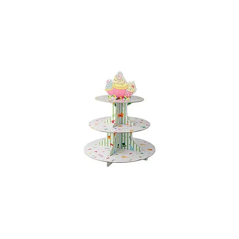 3-stöckige Cupcake-präsentationsplatte Aus Karton Mit 30 Cm Durchmesser