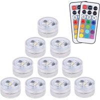 Set Mit 10 Rgb-led-unterwasserkerzen, Mini-wasserschutzleuchten Mit 2 Fernbedienungen Für Schwimmbad- Und Aquariumdekoration