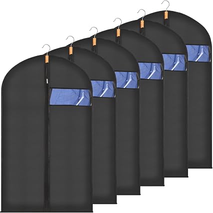 Kleidersäcke, Hängende Kleidersäcke 60 X 100 Cm, Schwarz, 6er-set Mit Sichtfenster, Staubdicht, Wasserdicht, Mottenfest, Feuchtigkeitsbeständig Für Anzüge, Hemden, Jacken, Garderobe Und Reisen