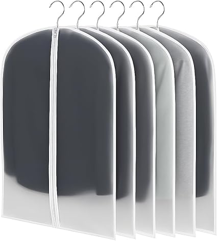 Kleidersäcke Set Mit 6 Stück - Transparente Und Robuste Kleidersäcke Mit Verstärktem Reißverschluss, Staub- Und Wasserdicht Für Anzüge, Hemden Und Mäntel (60 100 Cm + 60 120 Cm)