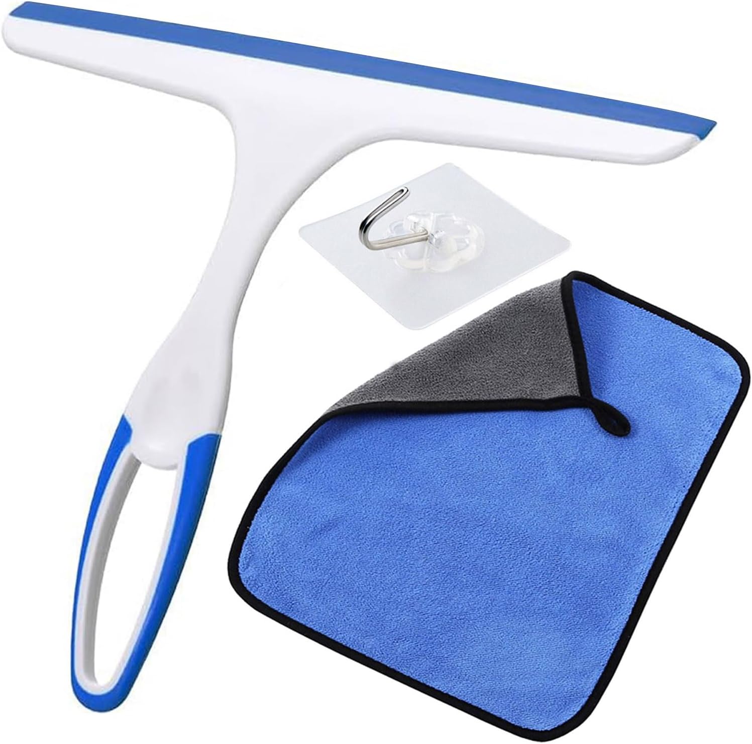 Multifunktionaler Abzieher Für Duschwände, Fenster, Glasflächen, Autos, Scheibenwischer, Duschabzieher Mit Saugnapf Und Handtuch, 25,4 Cm