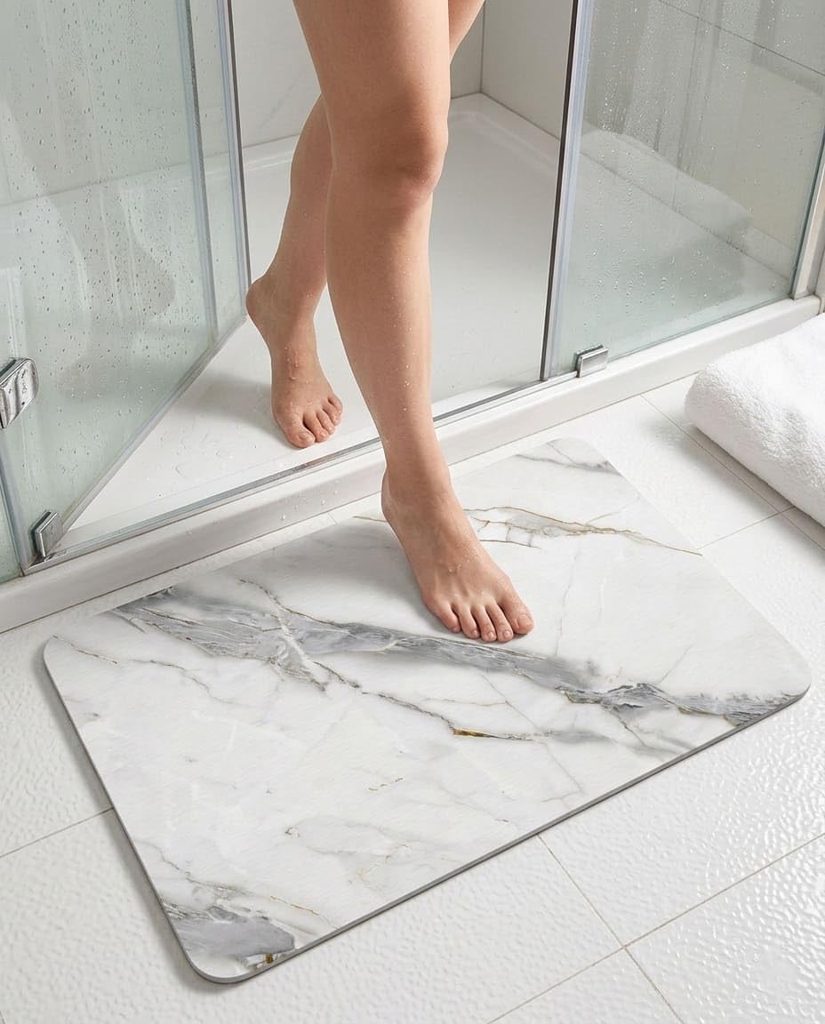 Harte Kieselgur-badematte 60 X 40 Cm, Super Saugfähig, Leicht Zu Reinigen, Rutschfest, Für Bad Und Küche, Naturmaterial, Schnelltrocknend, Extrem Saugfähig, Moderne Rutschfestigkeit