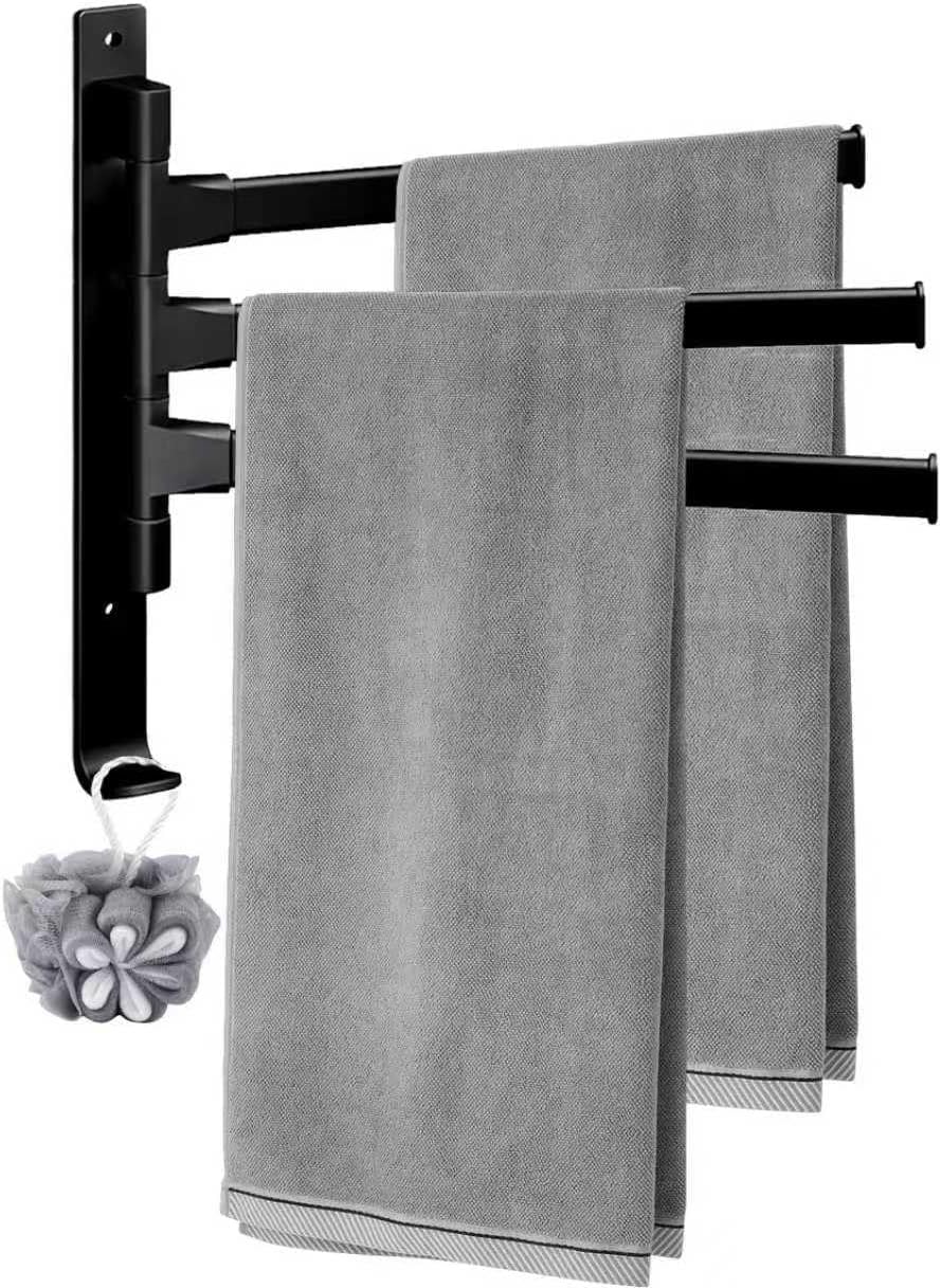 32 Cm Großer, Schwenkbarer Handtuchhalter Aus Edelstahl Mit 3 Armen Zur Wandmontage Für Bad Und Küche