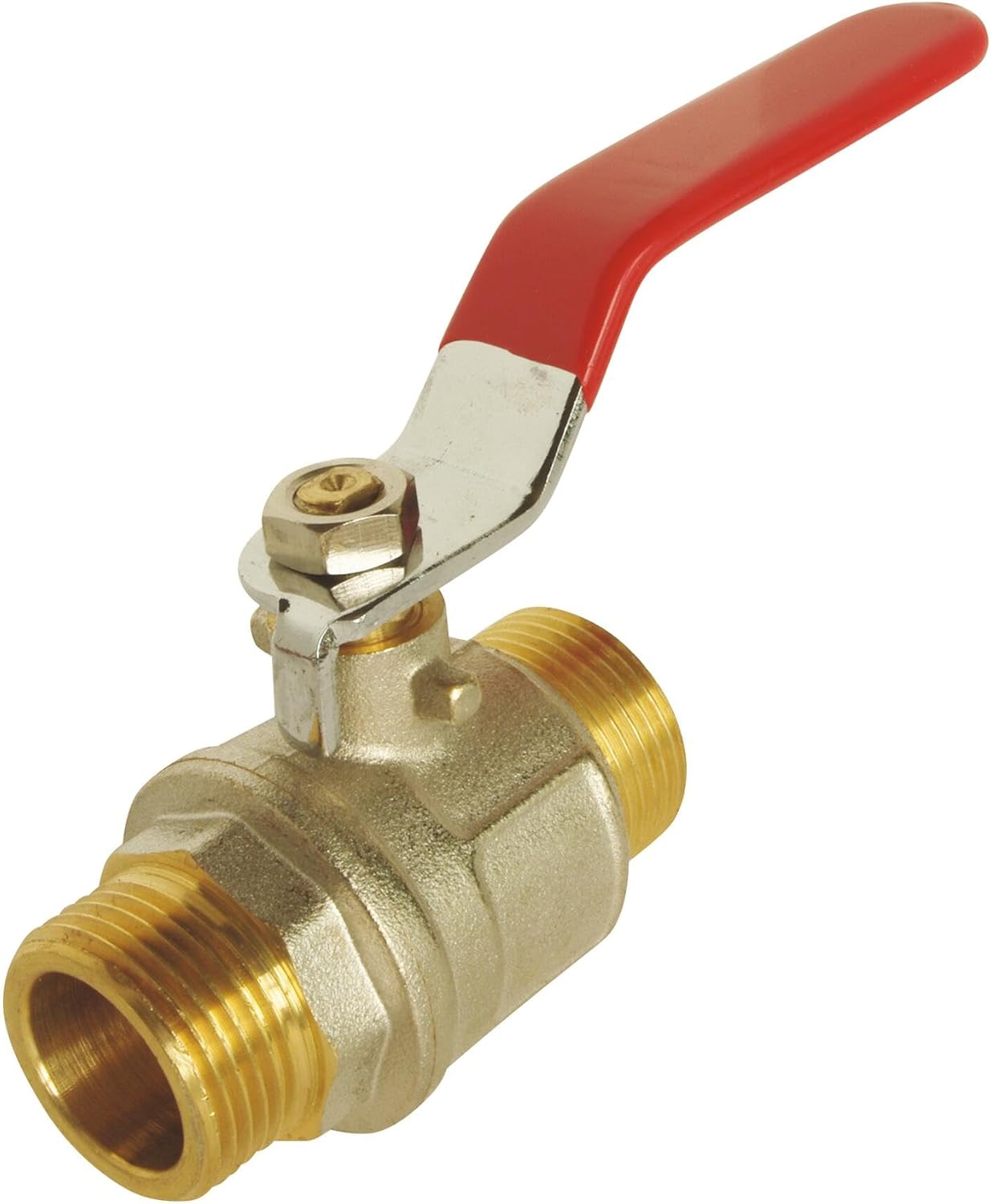 Kugelhahn – Doppel-außengewinde 26/34 – Umkehrbarer Flachgriff – Optimaler Wasserdurchfluss Bei Vollem Durchgang – O-ring-dichtung