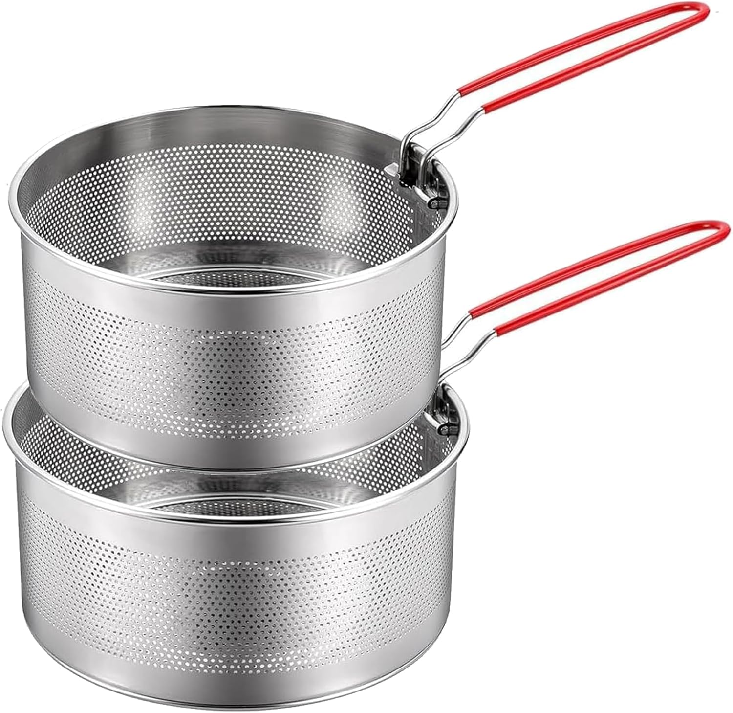Set Aus 2 Edelstahl-lebensmittelsieben, Nudelsieb Mit Abnehmbaren Griffen, Nudelkorb Aus Metall, Frittierkorb, Küchensieb Zum Waschen Und Abtropfen