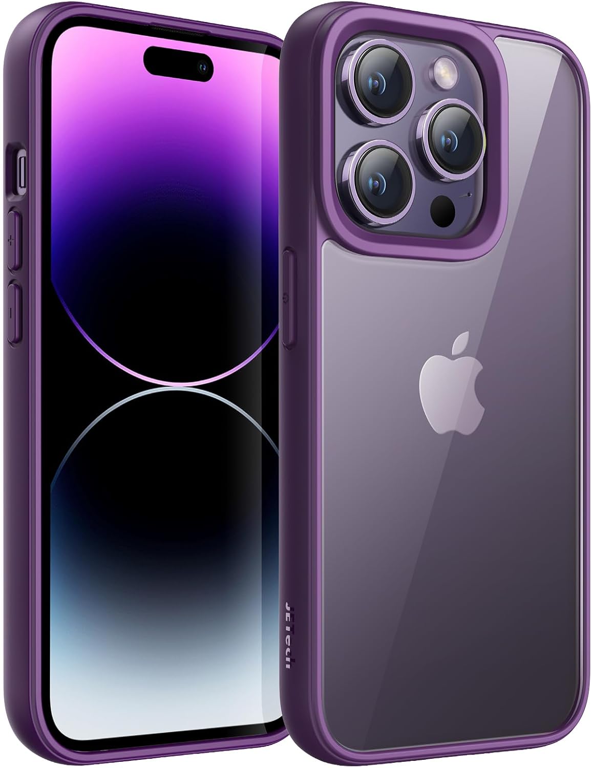 Hülle Für Iphone 14 Pro 6,1 Zoll, Stoßfeste Bumper-hülle, Matter Tpu-rahmen In Einfarbiger Ausführung, Kratzfeste Transparente Rückseite (dunkelviolett)