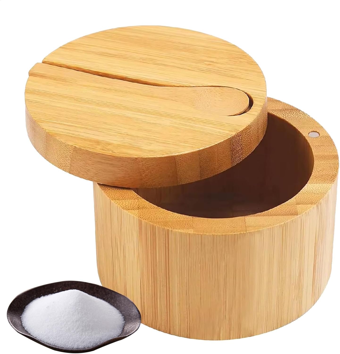 Gourmet-salzbehälter, Gewürzglas Mit Löffel, Salz- Und Pfefferschalen, Salzbox Für Die Arbeitsplatte, Salzbox Aus Holz, Salzbehälter Aus Holz Für Gourmet-speisesalz, Salz, Gewürze, Pfeffer, Zucker