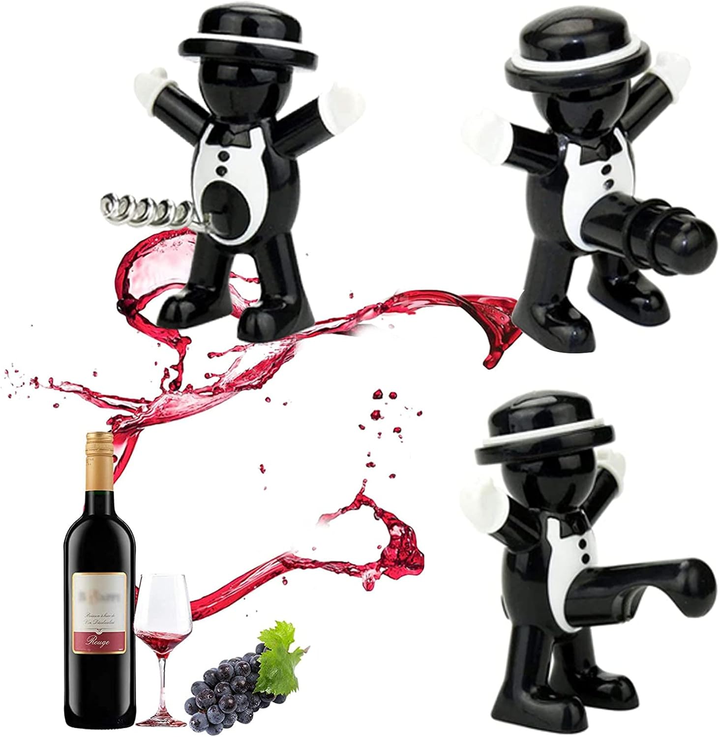 3er-set Abribottiglie Divertenti Flaschenöffner, Roter Mann, Weinflaschenverschluss, Bierflaschenöffner, Flaschenverschluss-set, Lustiges Geschenk, Witziger Flaschenöffner Für Männer
