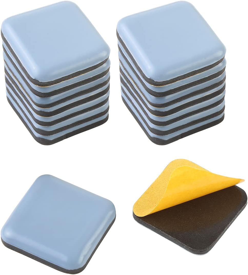 Möbelgleiter, Ptfe-teflon-quadrat-selbstklebegleiter, Geeignet Für Glatte Böden Und Teppiche, 16 Stück, 20 Mm Quadratisch