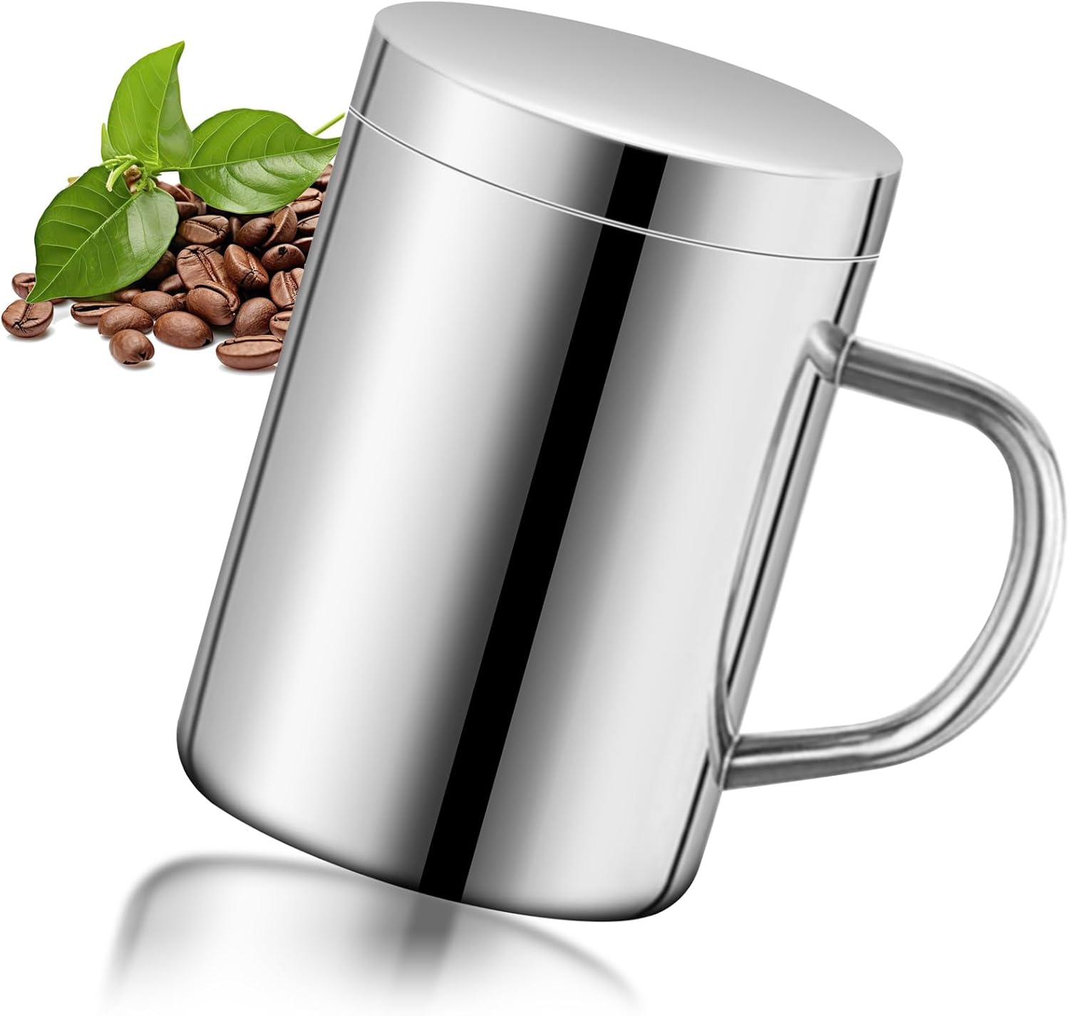 Isolierter 400-ml-kaffeebecher Aus Edelstahl Mit Deckel, Wärmeisolierend Und Hitzebeständig, Ideal Für Kinder, Geeignet Für Büro Und Camping.