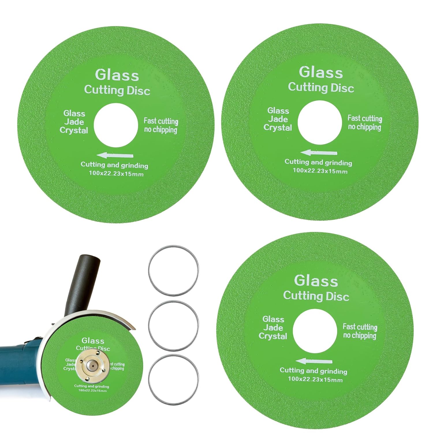 Set Mit 3 Glastrennscheiben, 10 X 10 Cm, Geeignet Zum Schneiden Von Fliesen Und Flaschen, Diamanttrennscheiben, Durchmesser 22–23 Mm, Für Flaschen, Porzellan Oder Jade.