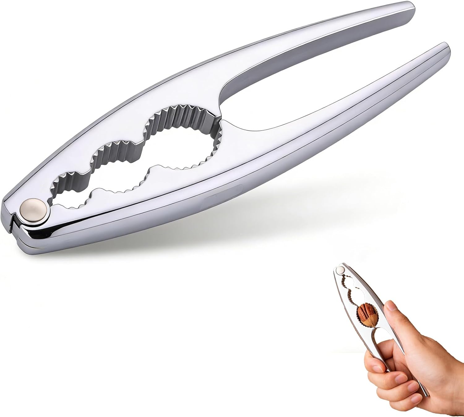 Hochwertiger Nussknacker Aus Metall Für Walnüsse, Mit Ergonomischem Griff, Geeignet Zum Knacken Von Haselnüssen Und Allen Anderen Nüssen, 17 Cm, Silberfarben