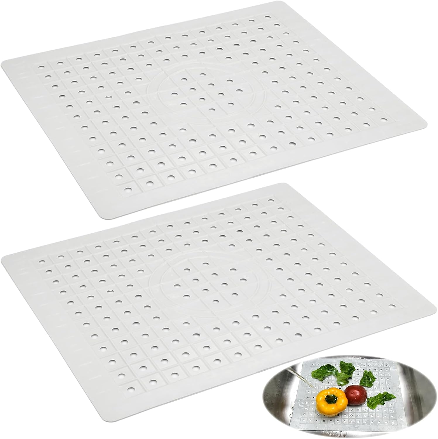 2-teilige Spülbeckenmatte, 31 X 26 Cm, Hitzebeständiger Tpr-spülbeckenschutz, Rutschfeste, Zuschneidbare Spülbeckenmatte, Abtropfmatte Für Obst, Gemüse Und Besteck