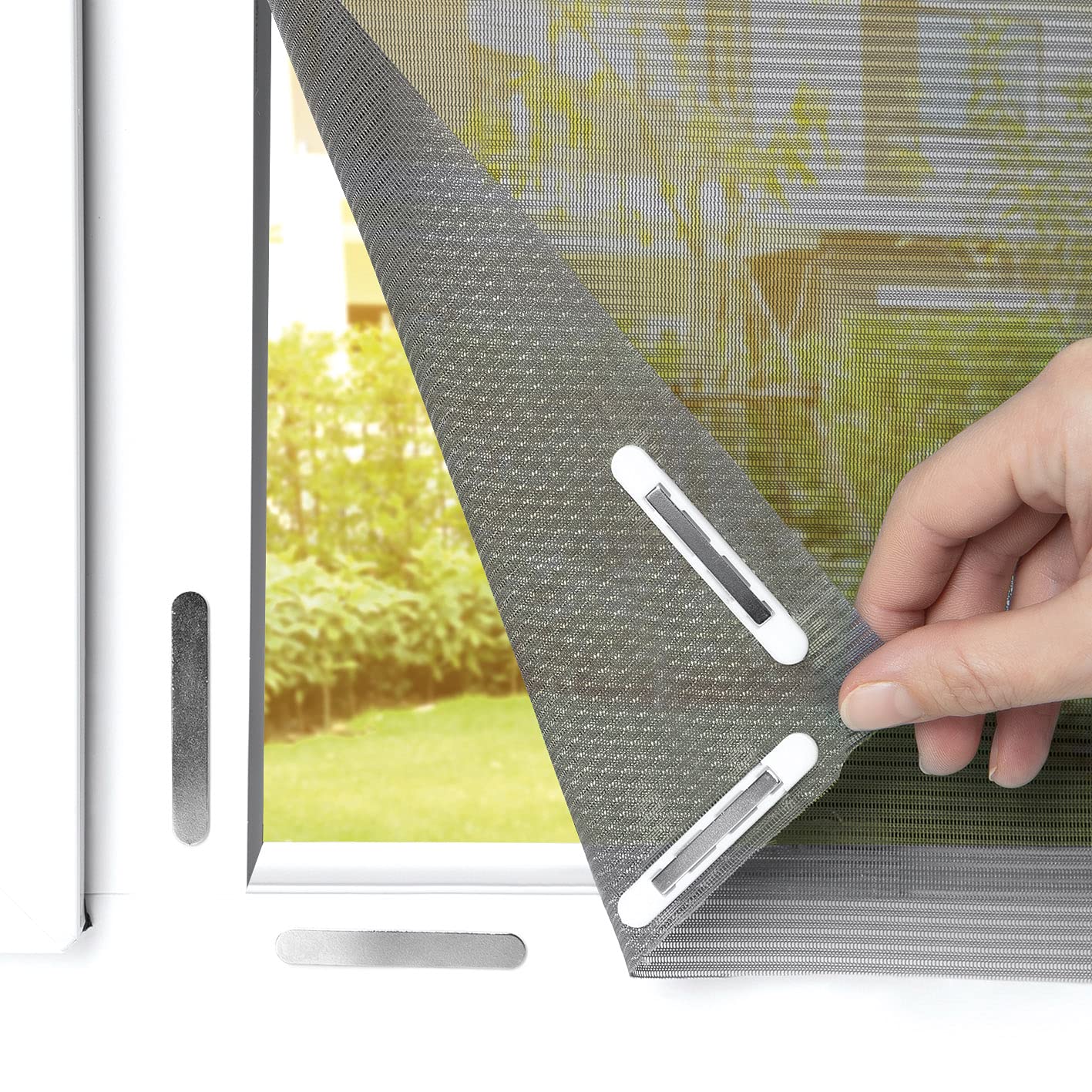 Fenstergitter Mit Pollenschutz Und Magic Click-system Zuschneidbar Für Fenster Bis 150 X 130 Cm Einfache Montage Mit 12 Magneten – Kein Bohren Erforderlich [anthrazit]