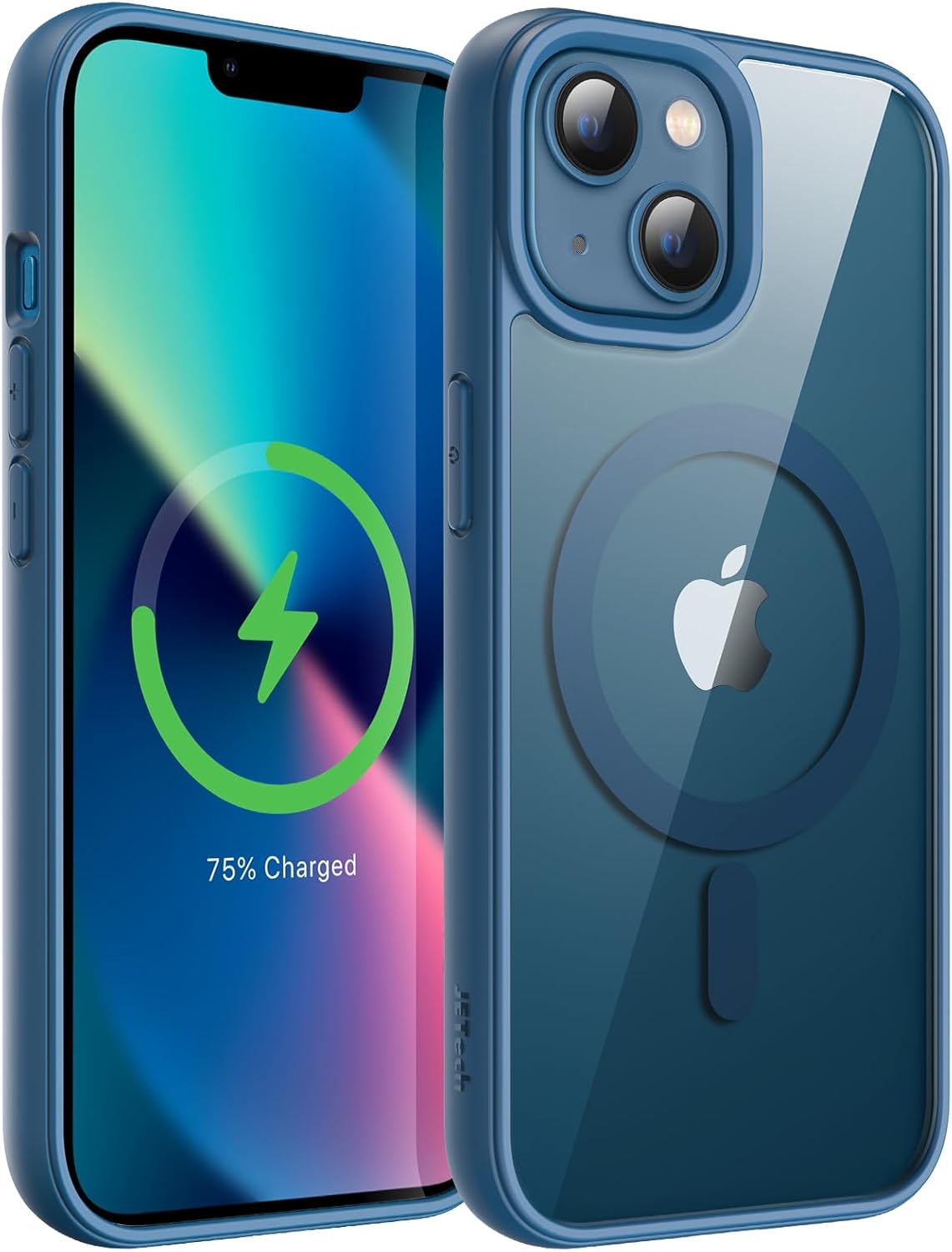 Magnetische Hülle Für Iphone 13 (6,1 Zoll), Kompatibel Mit Magsafe, Stoßfeste Bumper-hülle, Einfarbiger, Matter Tpu-rahmen, Kratzfeste, Transparente Rückseite (blau)