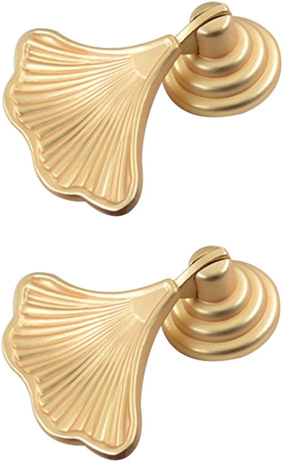 Set Mit 2 Goldfarbenen, Ginkgoblattförmigen Möbelgriffen Für Küche, Bad, Schrank, Tür Und Schublade