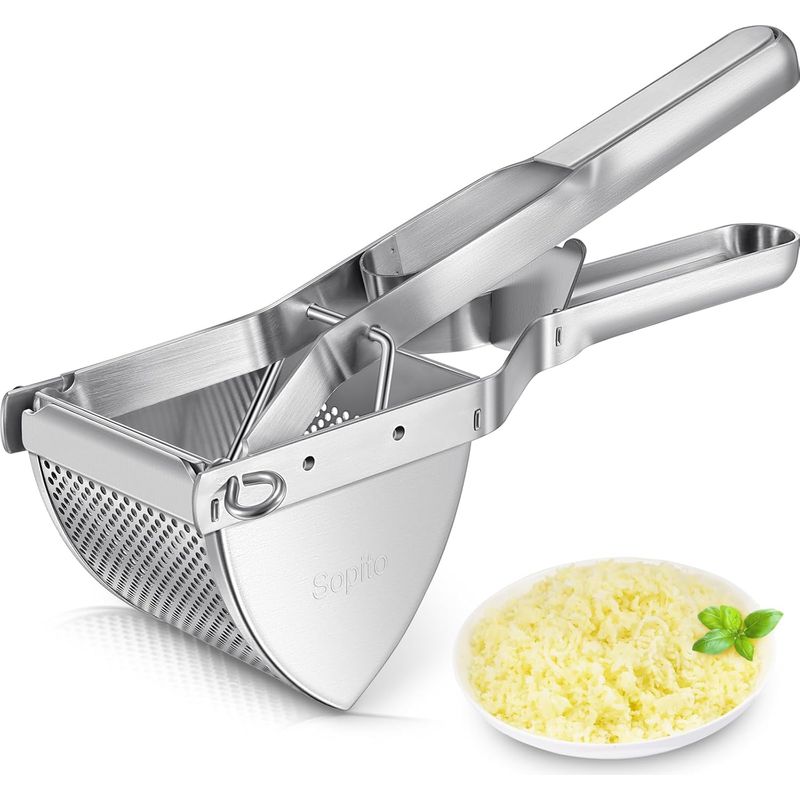 Kartoffelpresse, Sopito Manuelle Kartoffelpresse Aus Edelstahl Mit Abnehmbaren Teilen, Ideal Für Gemüse, Obst Und Andere Lebensmittel, Professionelle Kartoffelpresse, Silber