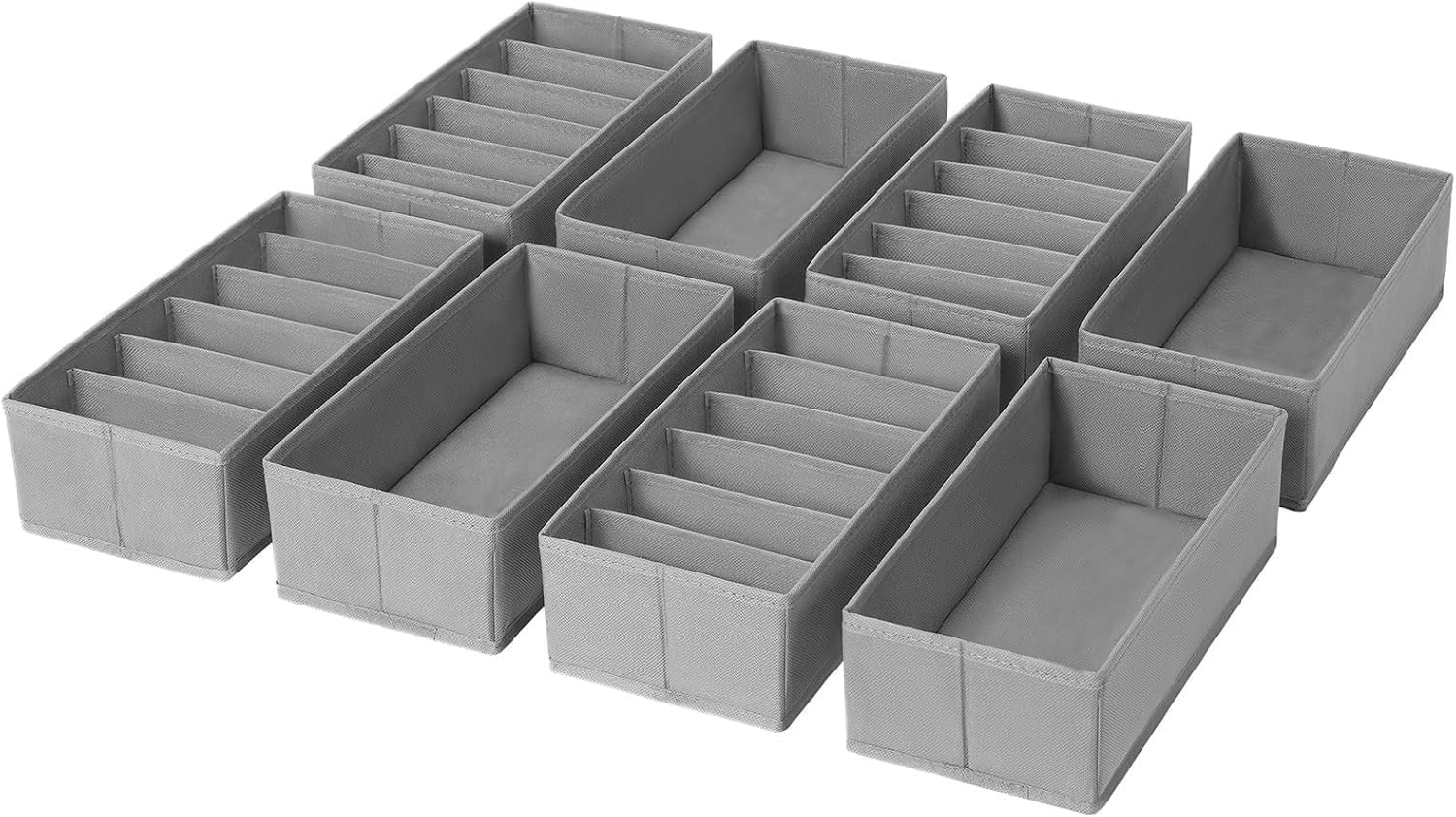 8er-set Aufbewahrungsboxen Für Kleidung – Schubladenorganizer, Ankleidezimmer-organizer, Stoff-schubladenorganizer Für Socken, Bhs, Slips, Klassisches Grau