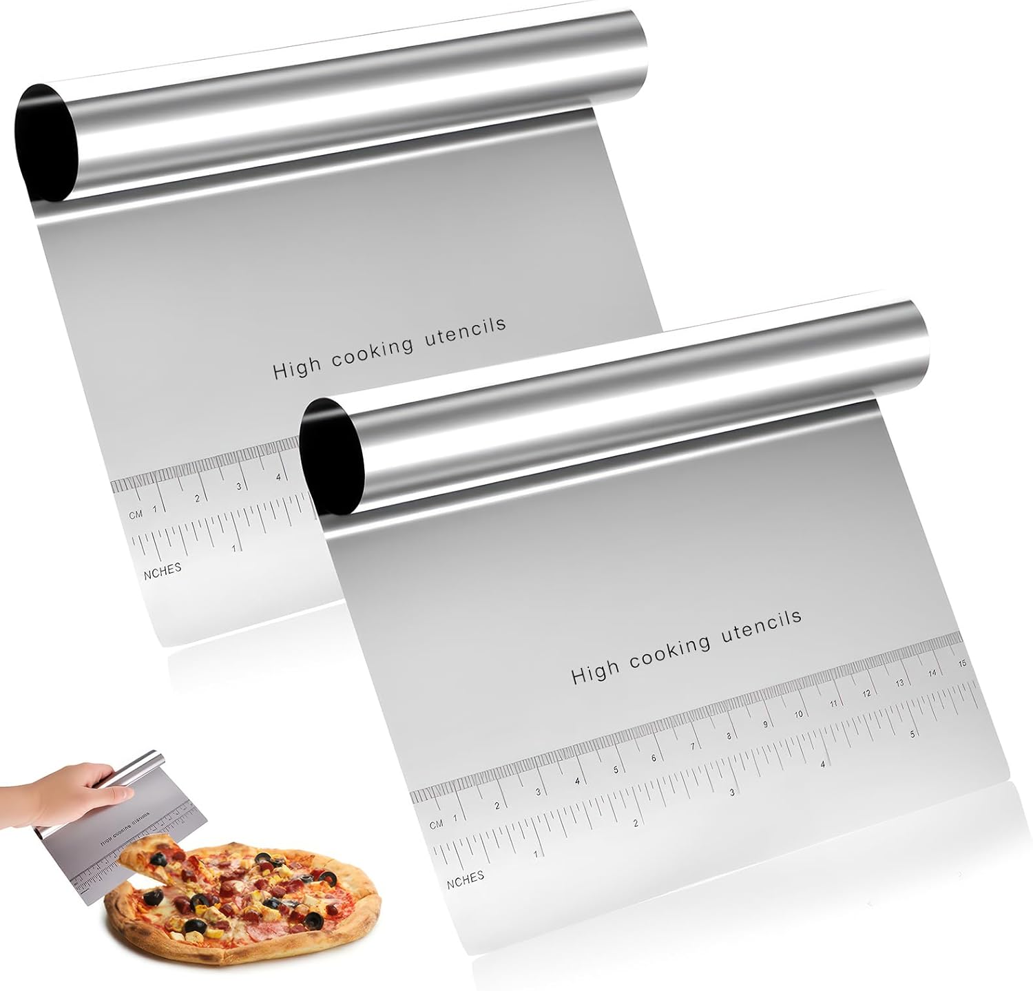 2 Gemüseschaber, Edelstahlschaber, Edelstahl-nudelschaber, Gemüseschaufel, Teigschaber, Küchenspatel, Teigspatel, Pizza-, Kuchen- Und Gebäckausstecher