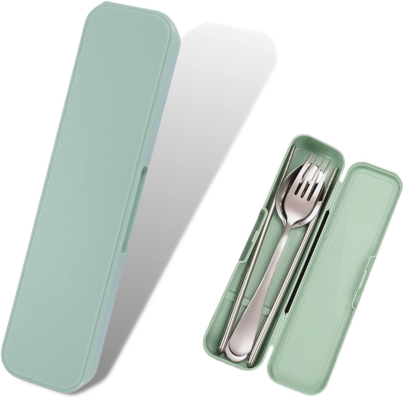 1 Stück Tragbares Reisebesteck-etui, Aufbewahrungsetui Für Reisebesteck, Gabel, Löffel, Essstäbchen, Lunchtasche, Campingbesteck (20 5 2,5 Cm) (grün)