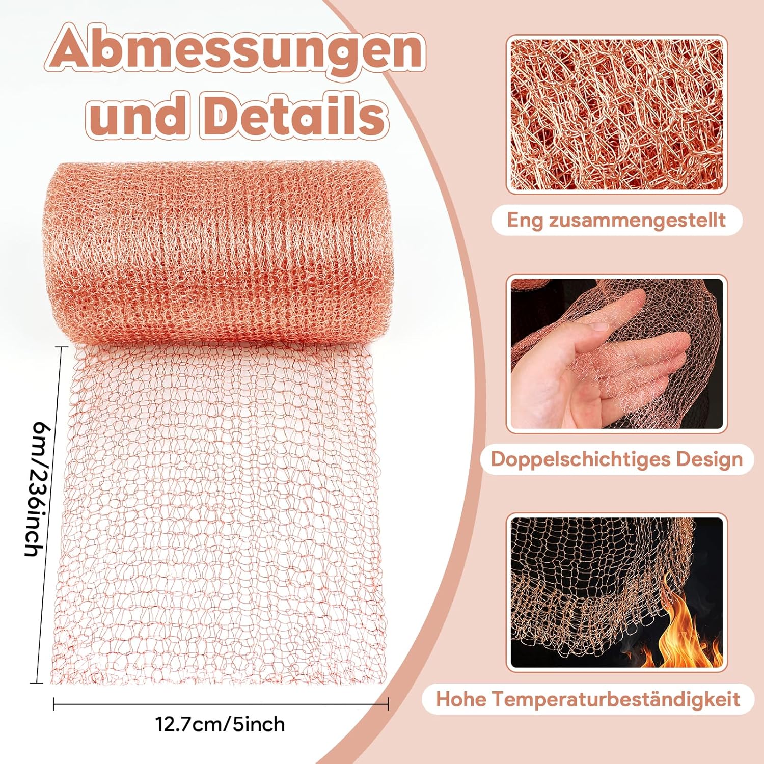 Schneckenschutznetz, 12,7 Cm X 6 M Kupfer-schneckenschutzstreifen, Doppellagiges Kupfer-schneckenschutzgewebe, Schneckenbarriere Für Den Gartenschutz
