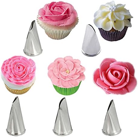 5-teiliges Set Rosenblüten-spritzdüsen Aus Metall, Sahnetüllen, Tortendekorationswerkzeuge, Cupcake-gebäckwerkzeug