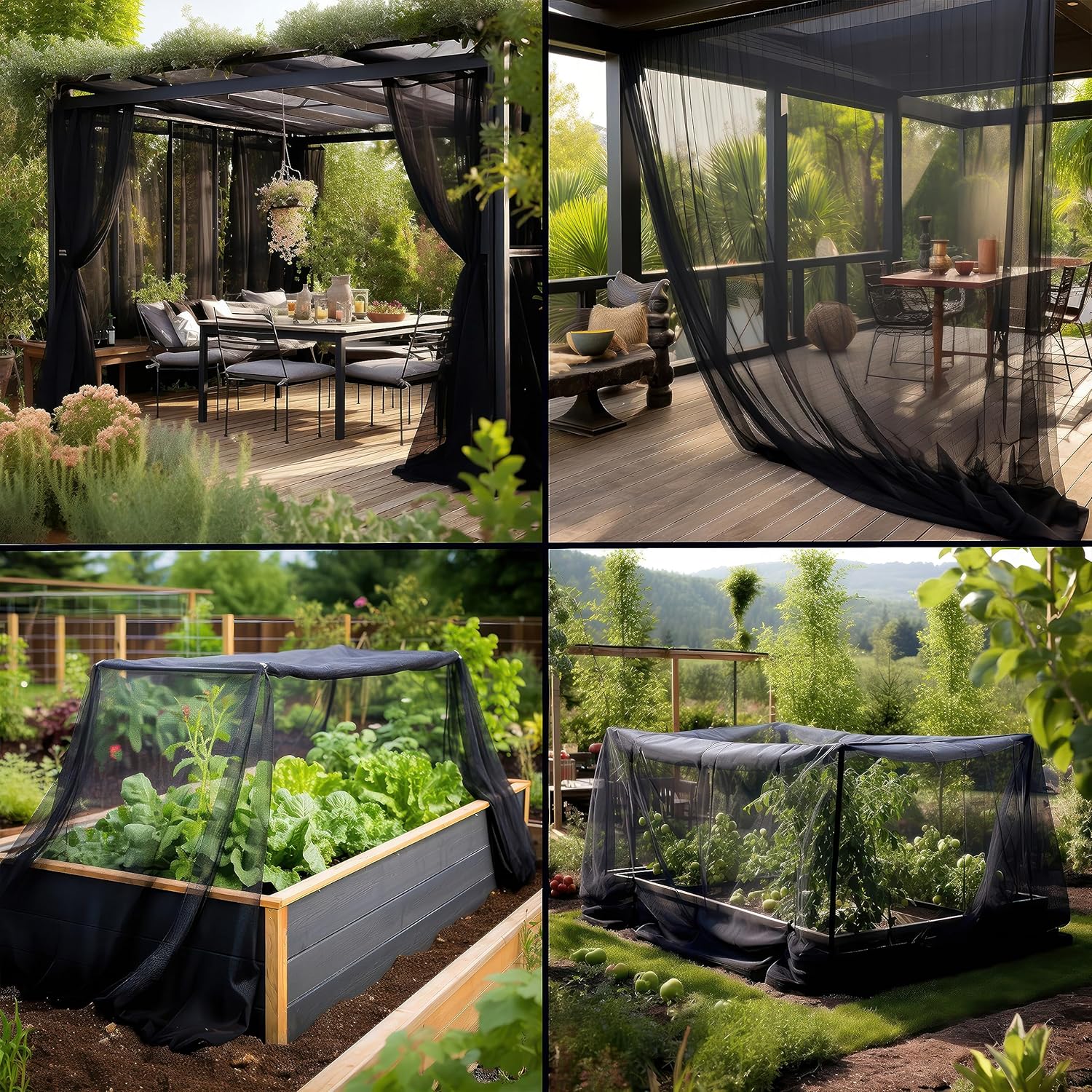 Schwarzes Moskitonetz 3 X 6 Meter Insektenschutz Für Garten, Terrasse, Außenbereich & Fenster Feinmaschiges Gartennetz