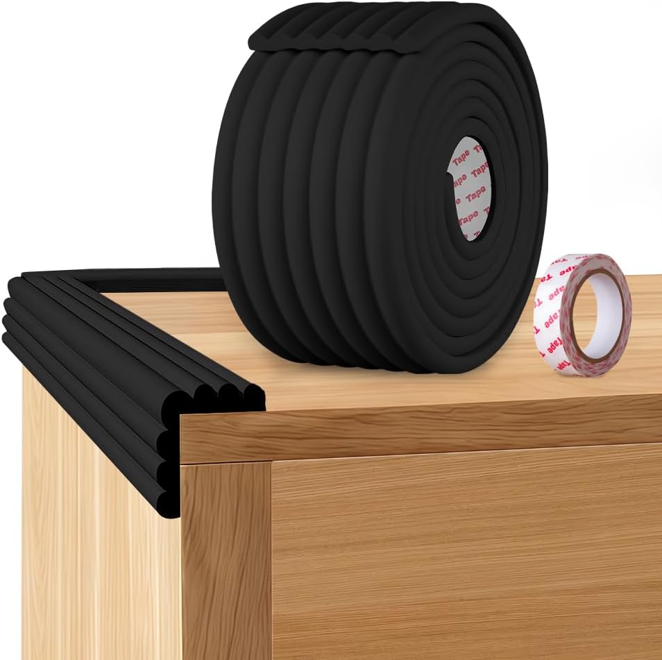 Schaumstoff-sicherheitsstreifen, 2 M X 8 Cm W-förmiger Kantenschutzstreifen, Selbstklebende Schaumstoffstreifen Für Kinder, Für Whiteboards, Stühle, Möbel, Treppen (schwarz)