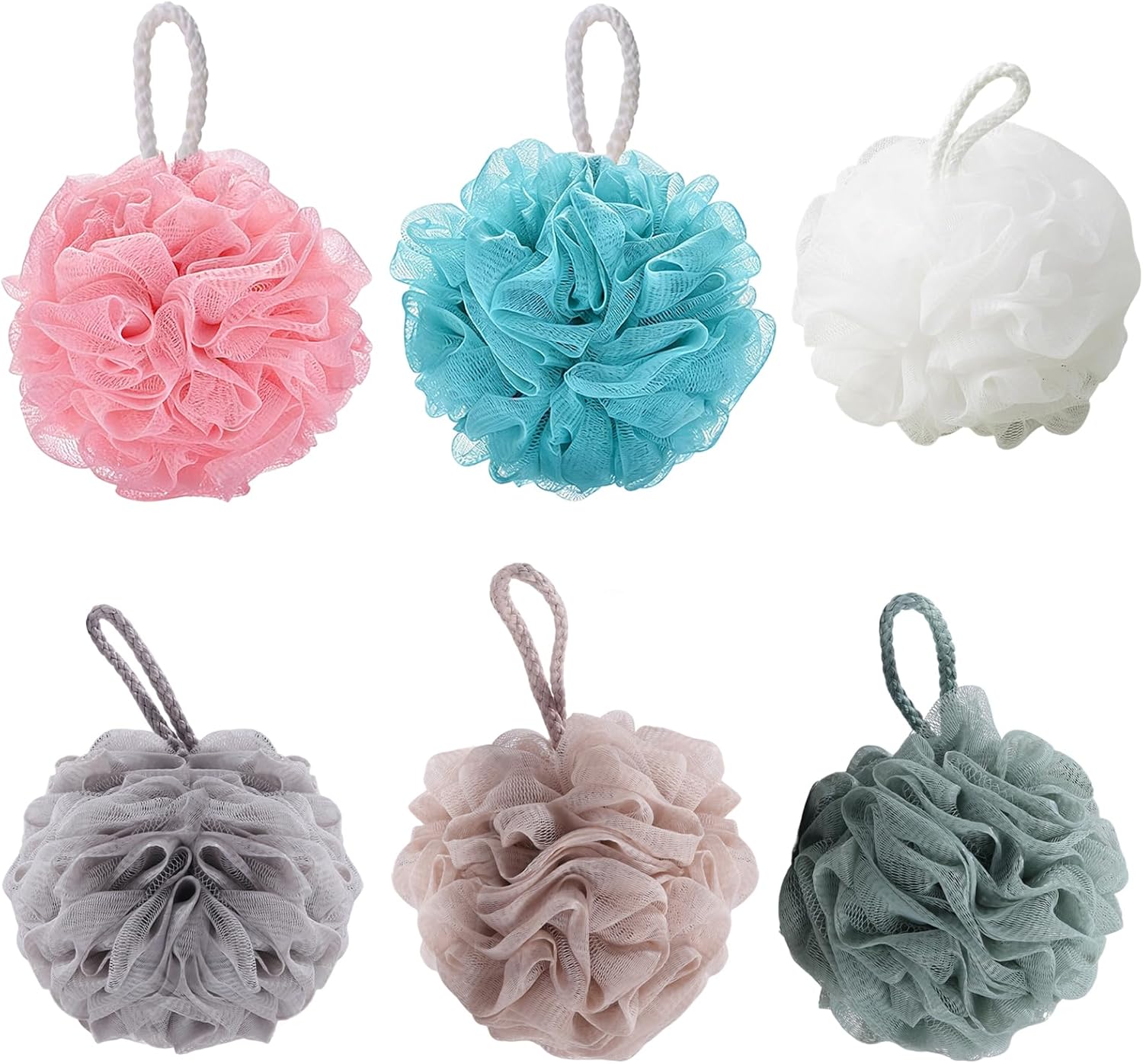 6-teiliges, Waschbares Duschblumen-set, Weicher Peeling-duschschwamm, Wunderschön Farbige, Waschbare Duschblumen Aus Netzgewebe Zur Körperreinigung, Ideal Für Die Tägliche Anwendung In Bad Und Dusche