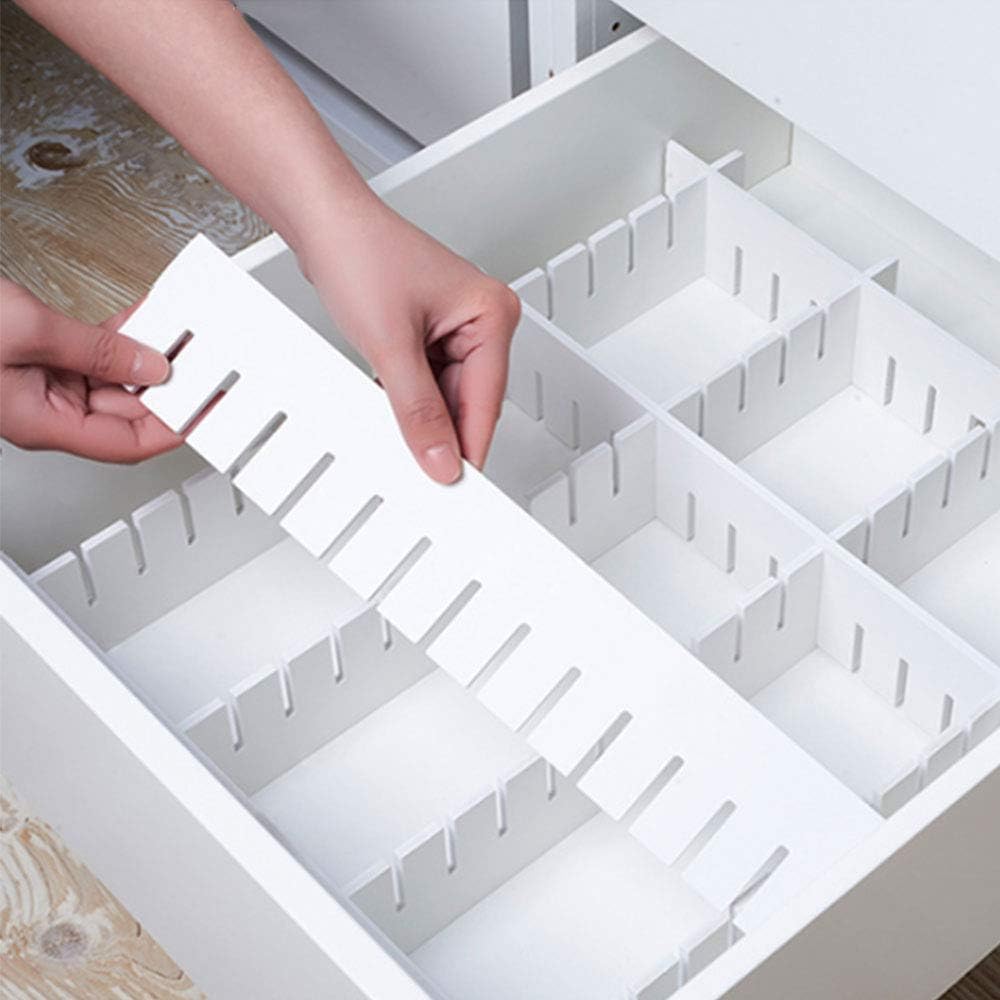 10 Schubladeneinteiler, 36 X 9 Cm, Dick, Pvc, Selbstverstellbarer Schubladenorganizer, Modularer Organizer Für Kleidung, Schlafzimmer, Badezimmer, Küche, Büro, Aufbewahrung, Weiß