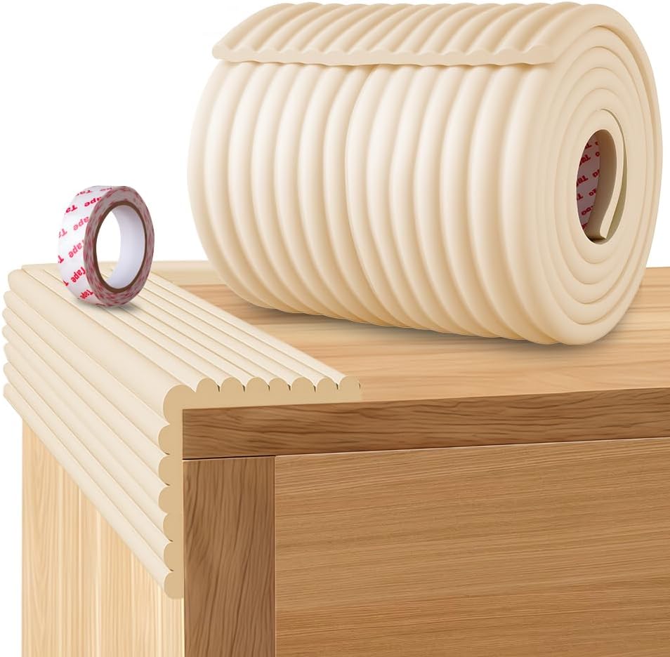 Schaumstoff-sicherheitsstreifen, 2 M X 15 Cm W-förmiger Kantenschutzstreifen, Selbstklebende Schaumstoffstreifen Für Kinder, Für Whiteboards, Stühle, Möbel, Treppen (mandelweiß)