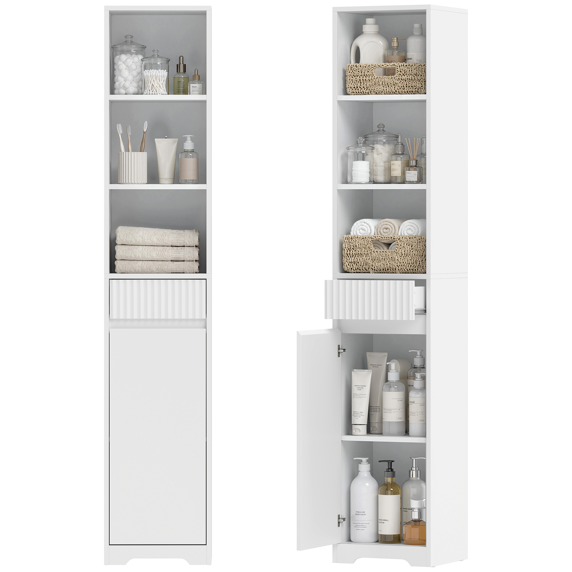 Hoher Badezimmerschrank, Freistehender Schrank Mit Verstellbarem Einlegeboden
