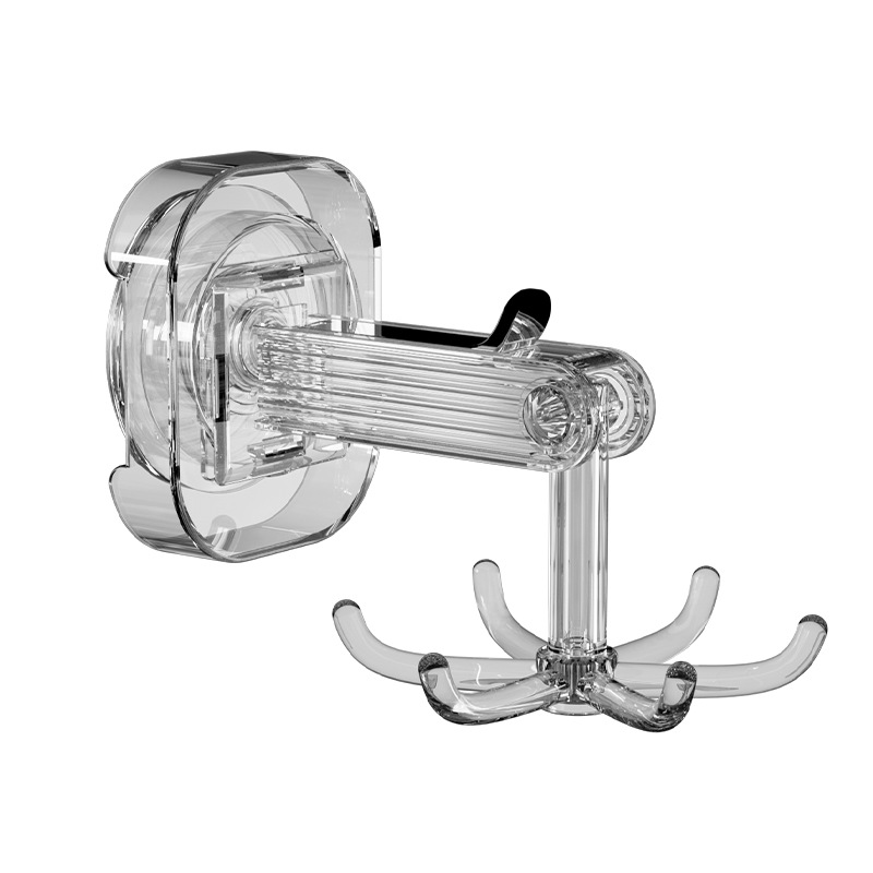 Saugnapfhaken, 360° Drehbar Und Zusammenklappbar, Geeignet Für Küchen- Und Badezimmerschränke (transparent Silber, 1 Stück, 8,5 X 12 X 9 Cm).