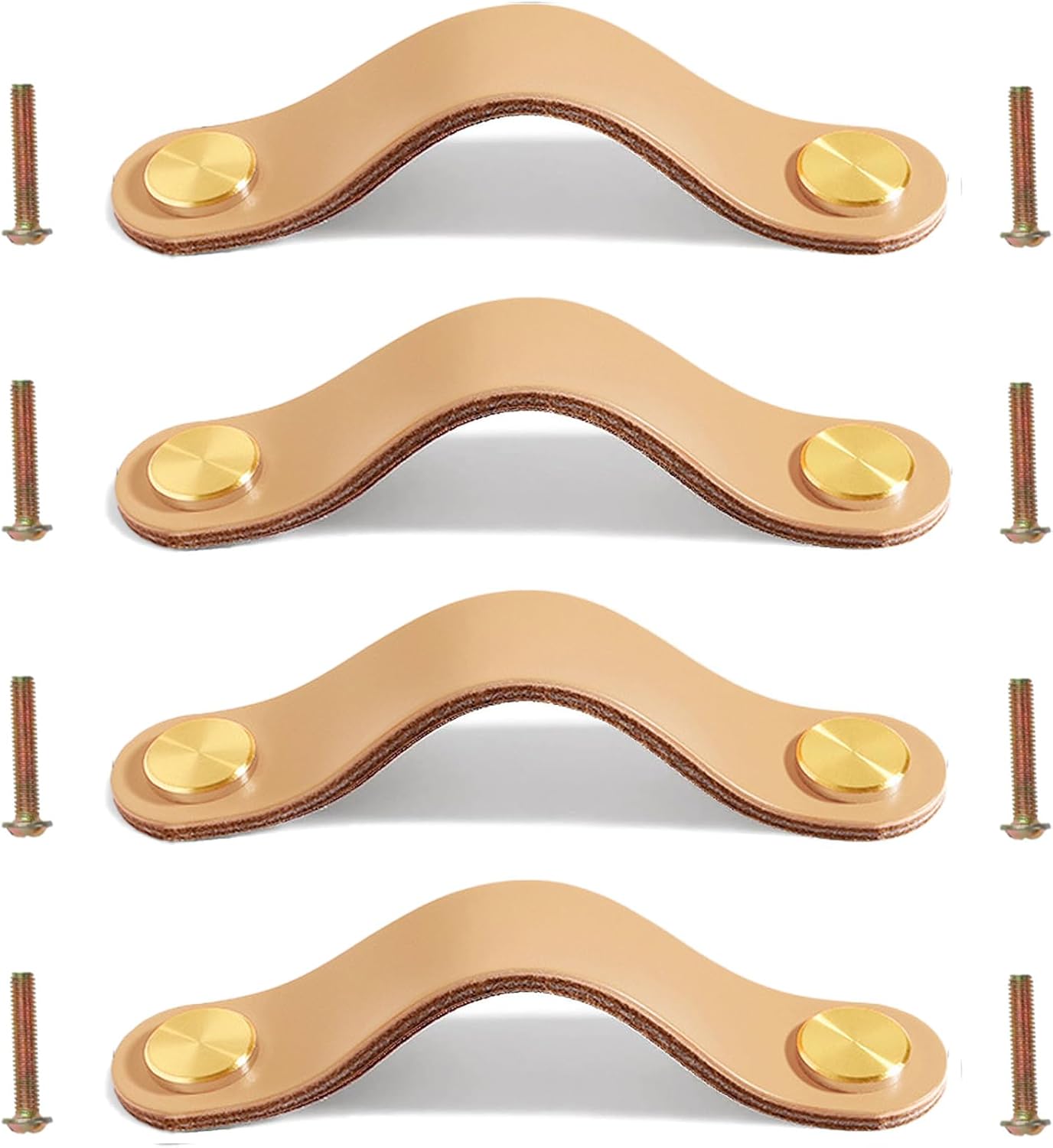 Set Mit 4 Ledergriffen Für Möbel, Geeignet Für Küchenschränke Und Kleiderschränke – 138 X 25 X 3 Mm, 96 Mm Lochabstand, Gelb