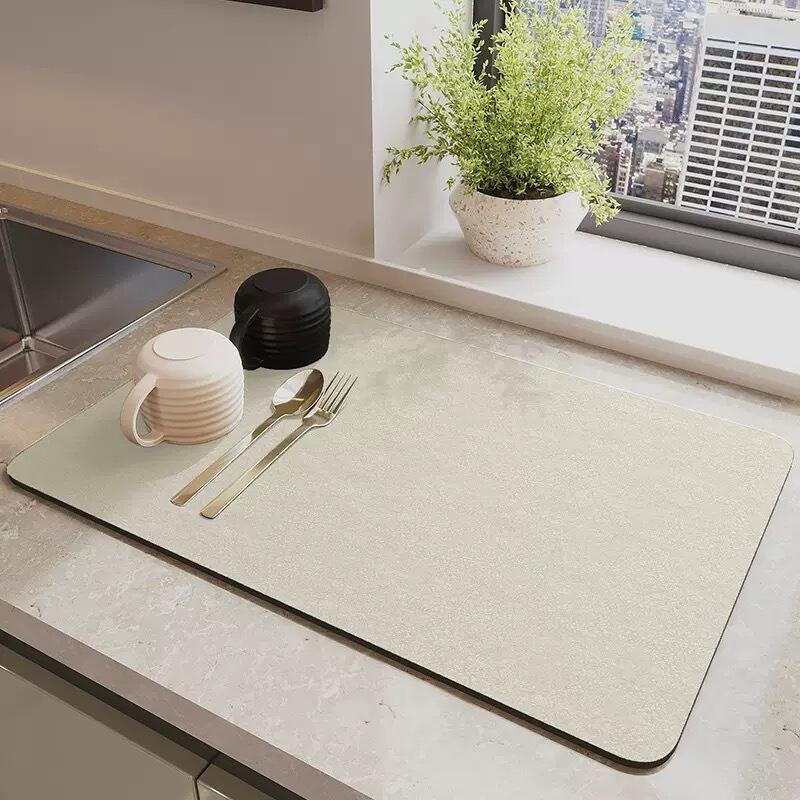 Küchenarbeitsplatten-abtropfmatte, Hoch Saugfähige Und Fleckenabweisende Gummimatte (beige, 40 Cm X 60 Cm)