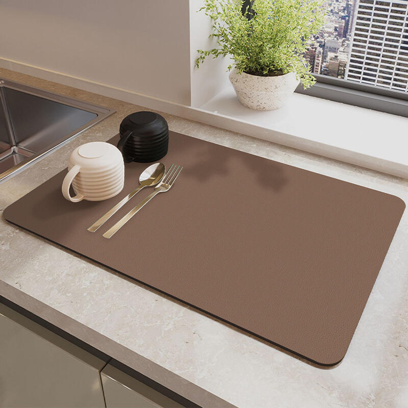 Küchenarbeitsplatten-abtropfmatte, Hoch Saugfähige Und Fleckenabweisende Gummimatte (braun, 40 Cm X 60 Cm)